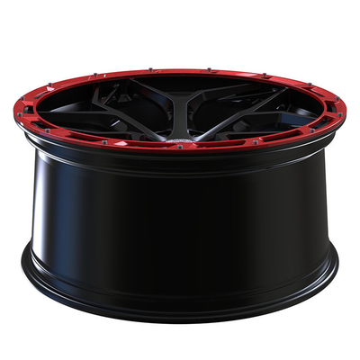 Czarne szprychy Monoblok 1 sztuka luksusowe kute koła Czerwone pierścienie osłonowe Felgi aluminiowe