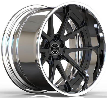 Niestandardowe kute felgi 2-PC 6061-T6 ze stopu aluminium Czarna polerowana beczka 18 cali