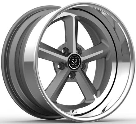 19x10 i 20x14 3-częściowe kute felgi z polerowanym rantem i szarym dyskiem do Corvette c6 z06 z roku 2008