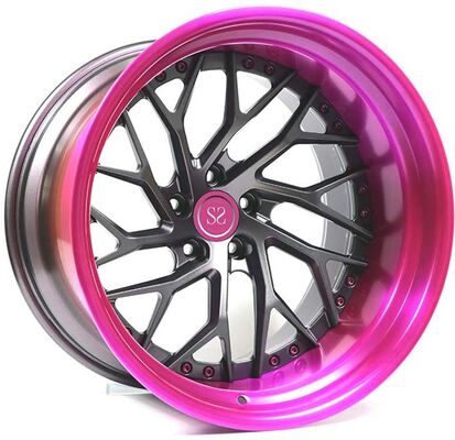 21x9.5 and 21x13 3 Piece Forged Wheels,Purple Lip,Black Disc for Ford GT