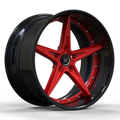 Czerwone i błyszczące czarne 2-częściowe kute felgi 19x8.5 do BMW M3