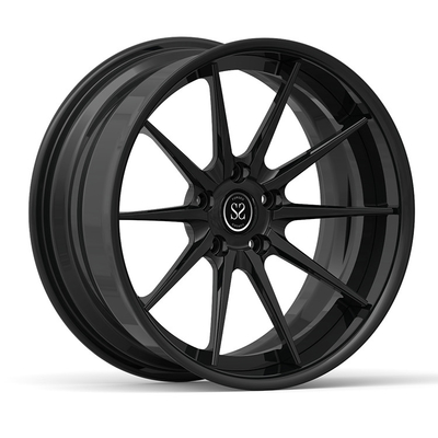 Porsche 997 20 X 10 2-częściowe wklęsłe, błyszczące, czarne, kute felgi ze stopu aluminium 5x130