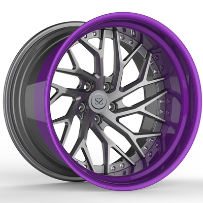 Matte Gun Metal Disc Lip Fioletowe felgi ze stopu aluminium 2 sztuki 19 cali S5 19x9,5 19x12 Rozłożone koła samochodowe