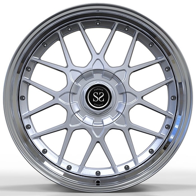 A6061 Aluminiowe kute koła 2-częściowe w kolorze Sliver High Gloss polerowane do niestandardowego samochodu GT